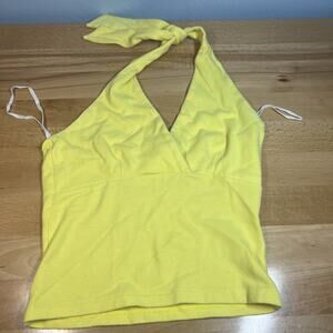 Vintage Energie Yellow Tie Halter Top Shirt Size M Y2K 1990s Summer Swim Wear
